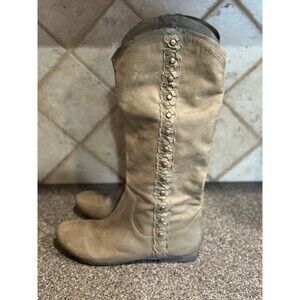 MLE Limited Edition, Knee High Army Green Studded Leather Boots Women's Sz 8.5